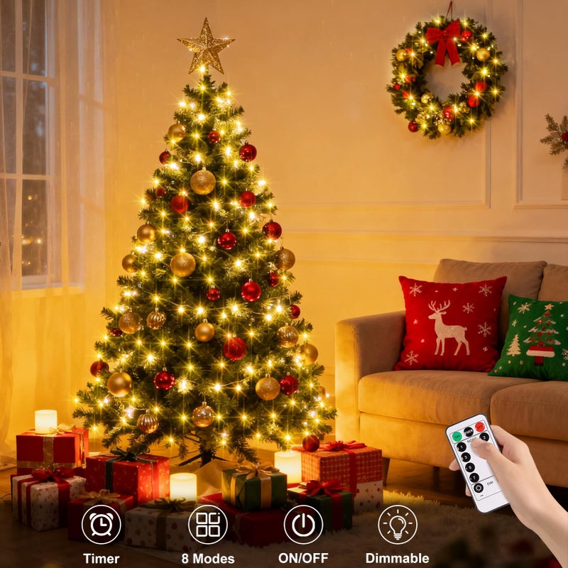 echosari Christmas String Lights Battery Powered, 33Ft 100 LED String Lights with Remote Dimmable Timer Fairy Lights for Wedding Party Garden Decor (Warm White) - Image 2